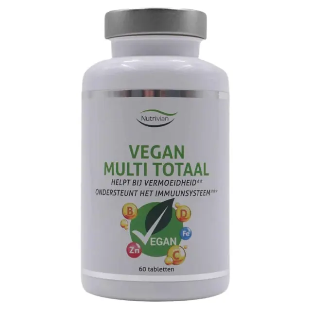 Multi vitaminen van Nutrivian, geschikt voor vegans en vegetariërs.