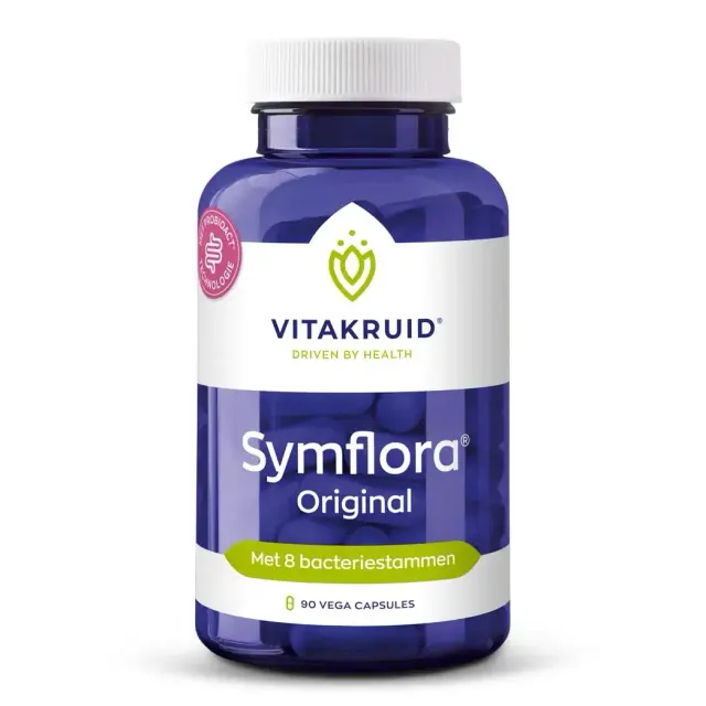 Blauwe fles Vitakruid - Symflora® Original met 90 vega capsules.