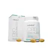 Een flesje Cibdol 5% CBD capsules 2.0 met verpakking en drie capsules op de voorgrond. miniatuur