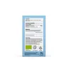 Op de achterkant van de doos Mushrooms4Life Biologische paddenstoel Reishi Capsules (60 stuks) staan op een blauw-witte achtergrond de gebruiksaanwijzing, voedingsinformatie, ingrediënten, voorzorgsmaatregelen, certificeringen en recyclinginformatie vermeld. miniatuur