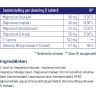 Op het etiket van Vitakruid - Magnesium 200 Complex® (90 tabletten) staat de samenstelling van de ingrediënten per tablet vermeld, waaronder verschillende magnesiumverbindingen, L-taurine en vitamine B6, samen met de percentages van de aanbevolen inname (RI). miniatuur