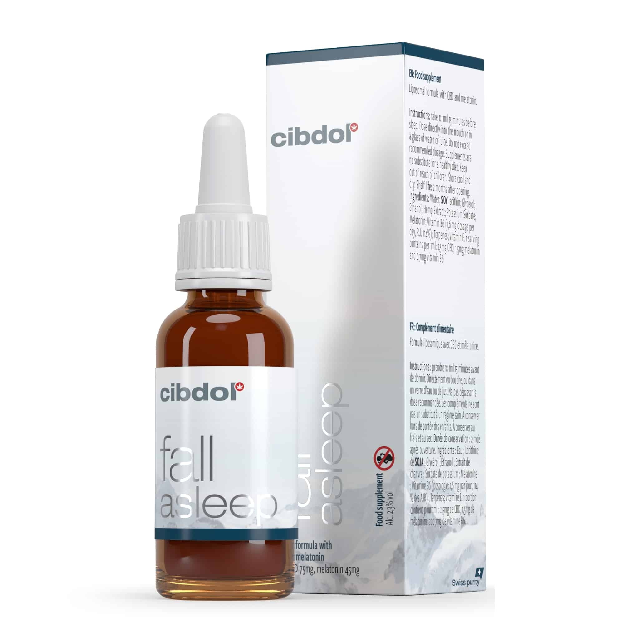 een fles ciborl-olie naast een doos.