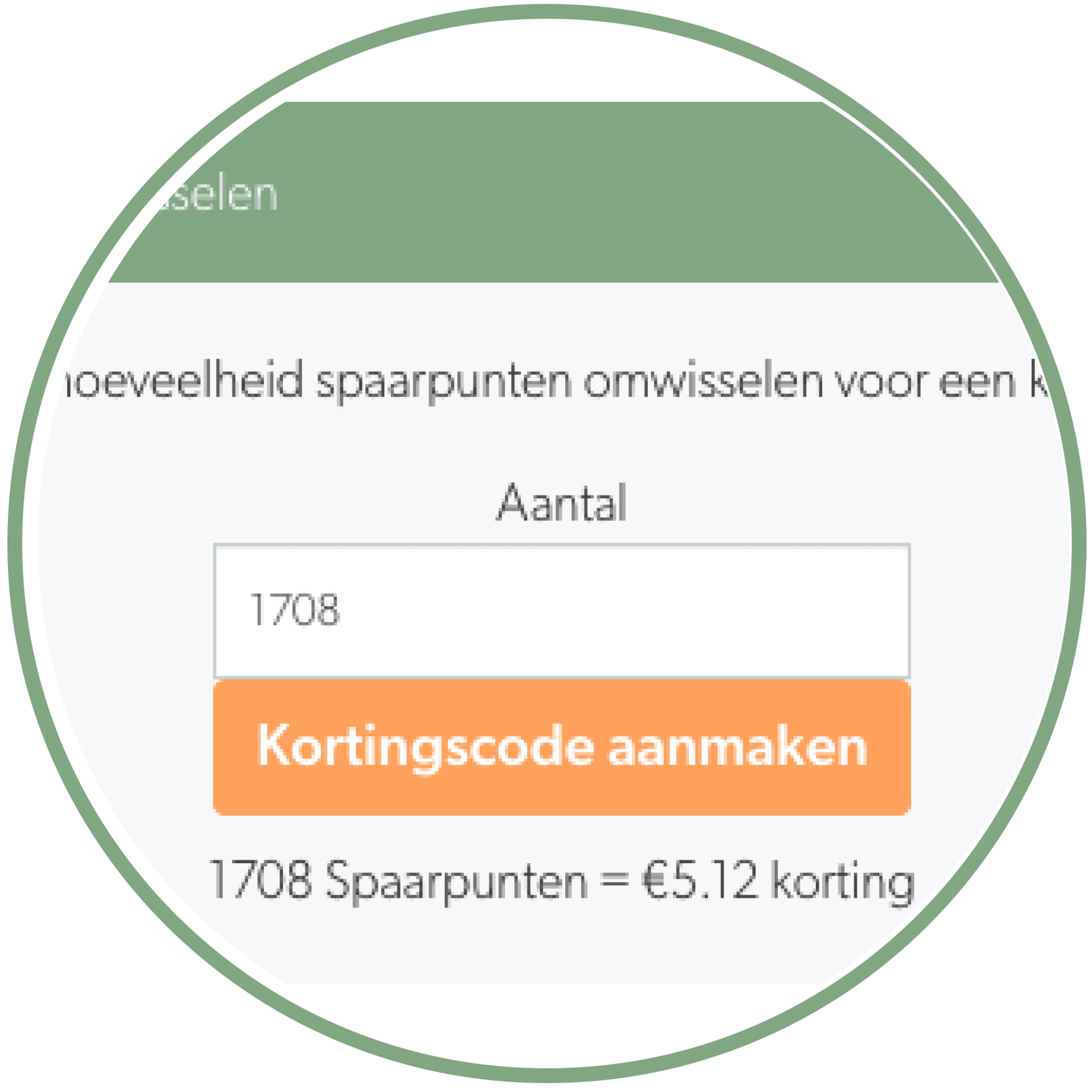 een witte cirkel met een groen en oranje label erop.