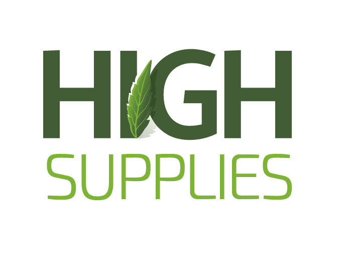 High supplies-logo op een witte achtergrond.