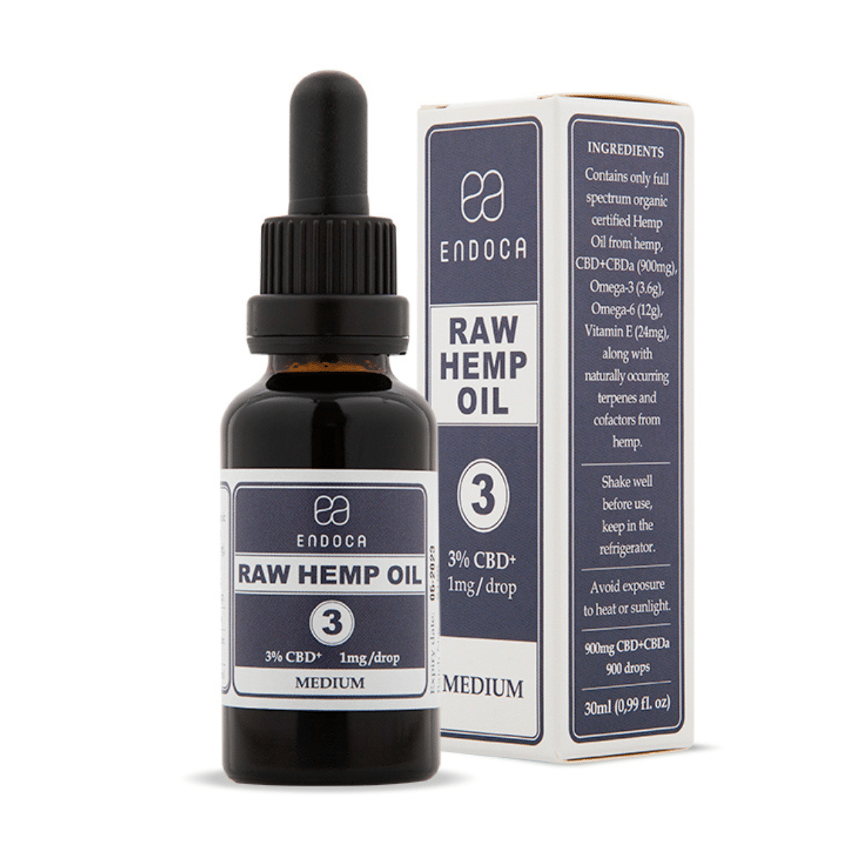 Endoca - Raw 3% CBD Olie (30ml) - naturel smaak