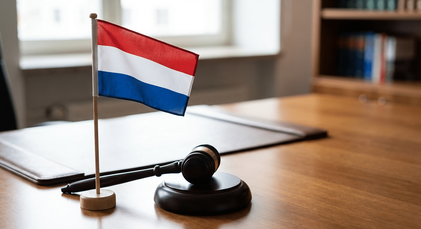 Nederlandse vlag en hamer, juridische status THC olie in Nederland